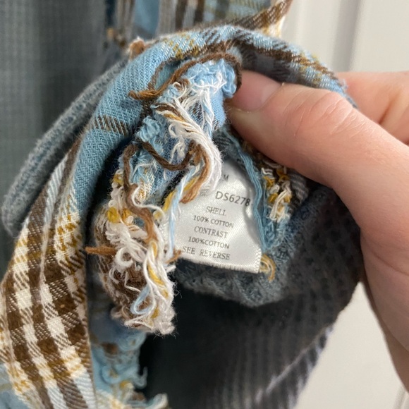 Oli & Hali blue rustic boho waffle knit oversized Henley hooded top M/L - Picture 10 of 11